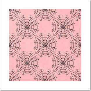 Pink And Black Spider Webs Posters and Art